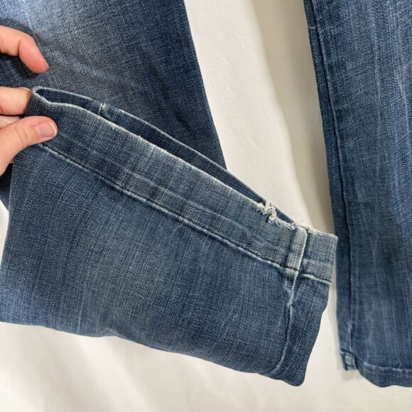 7 for all Mankind Flared Jeans Women's 29 Dark Wash Denim Low Rise Cotton Blend - Picture 5 of 15